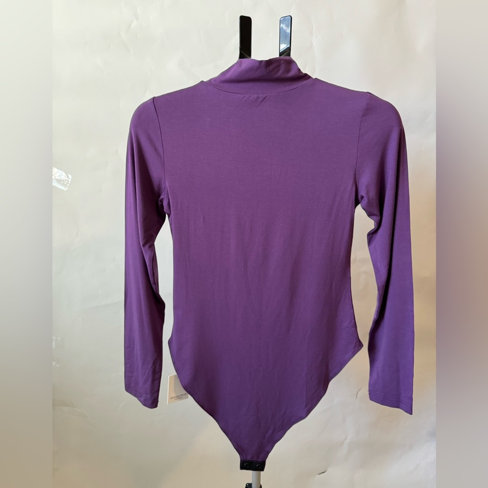 Mangopop Womens Mock Turtle Neck Long Sleeve bodysuit - Picture 3 of 5